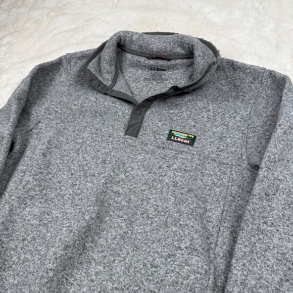 L.L.Bean Sweater Fleece Pullover Heather Grey Men's Slightly Fitted Medium - Picture 2 of 7